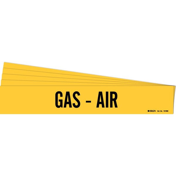 GAS - AIR Pipe Marker Style 1 Black on Yellow 1 per Card, 5 PK
